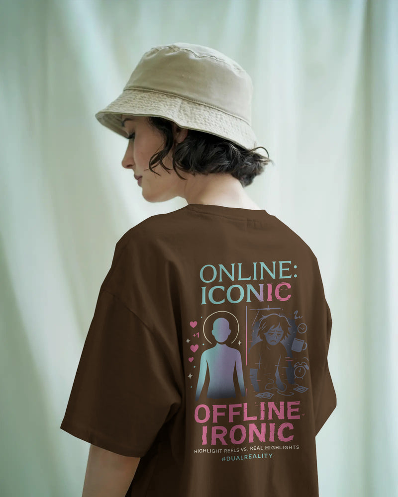 Online iconic offline ironic Unisexual T shirt