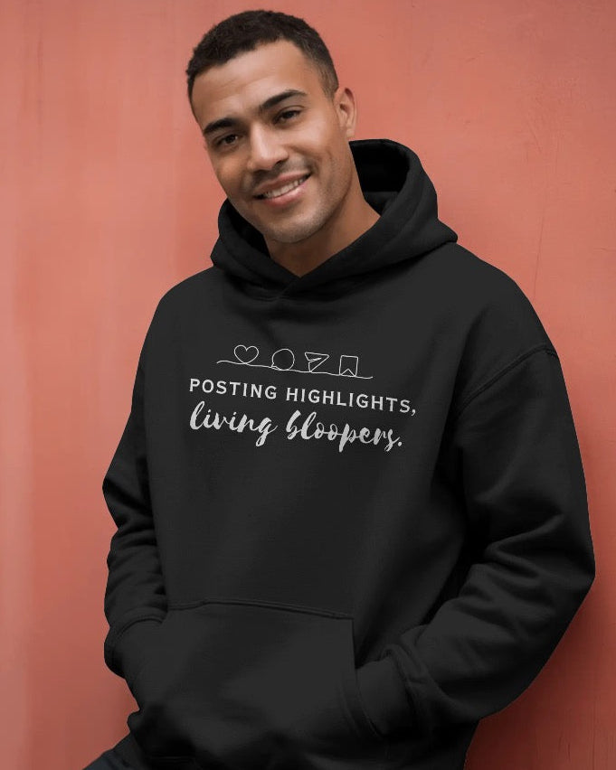 Posting highlights, living bloopers unisexual hoodie