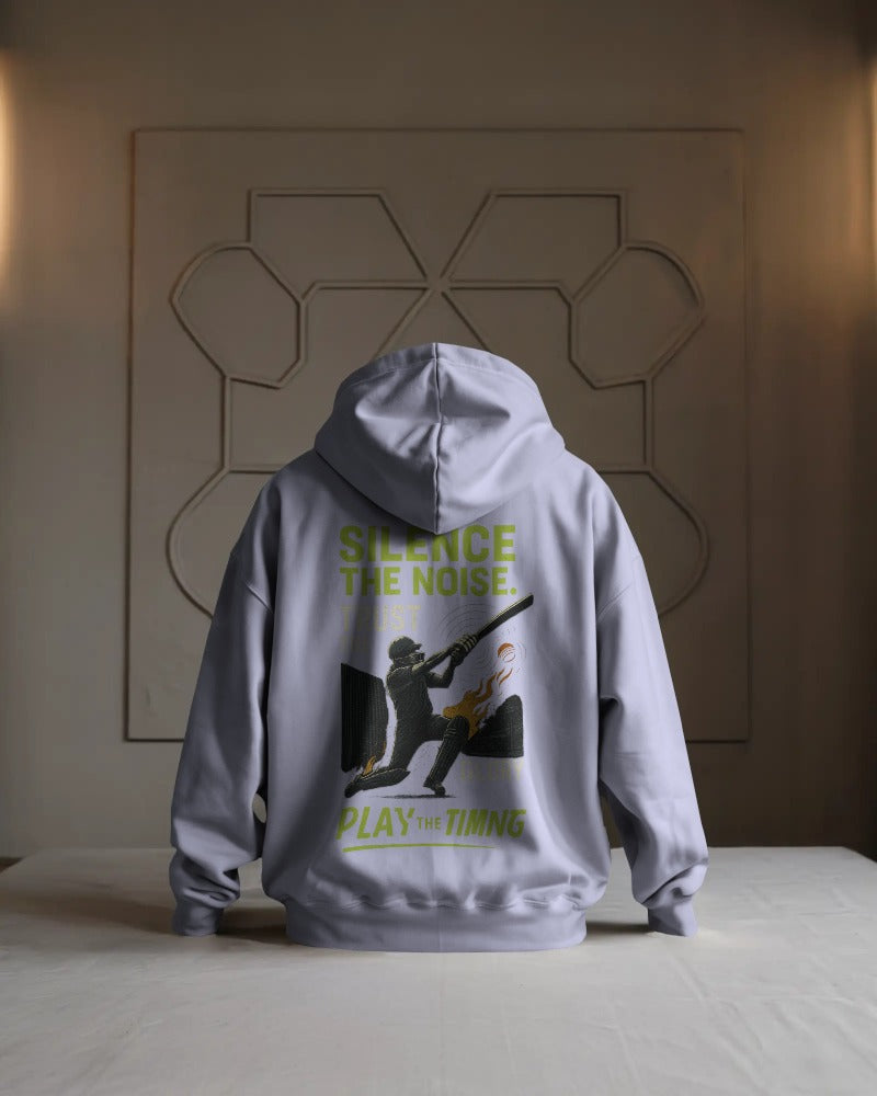 Silence the noise trust the glory, play the timing. Unisexual Hoodie
