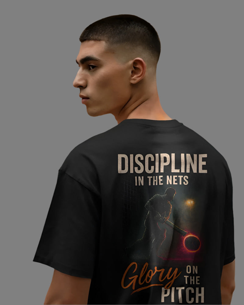 Discipline in the nets, glory on the pitch light.  Unisexual T-shirt