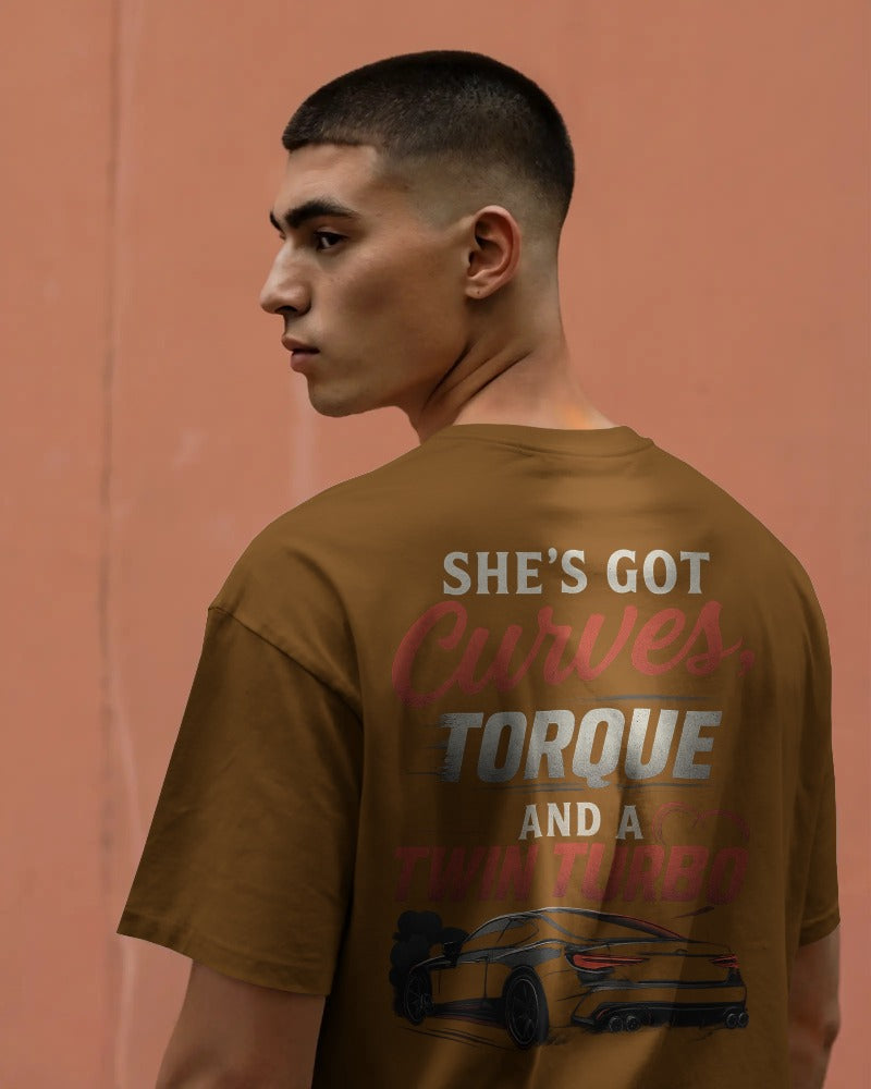 She has got curves, torque and a twin turbo .  Unisexual T-shirt