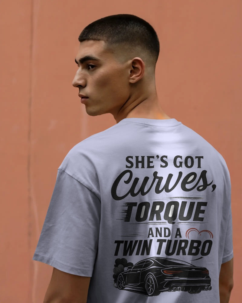 She has got curves, torque and a twin turbo .  Unisexual T-shirt