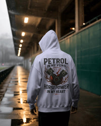 Petrol in my veins, horsepower in my heart. Unisexual Hoodie