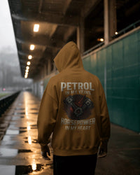Petrol in my veins, horsepower in my heart. Unisexual Hoodie