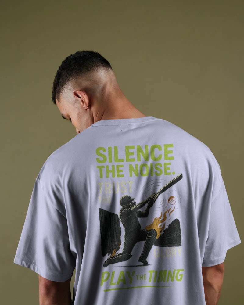 Silence the noise trust the glory, play the timing.  Unisexual T-shirt