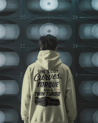 She has got curves, torque and a twin turbo . Unisexual Hoodie