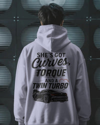 She has got curves, torque and a twin turbo . Unisexual Hoodie