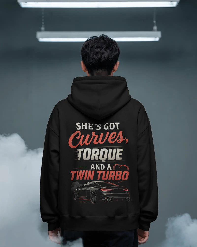 She has got curves, torque and a twin turbo . Unisexual Hoodie